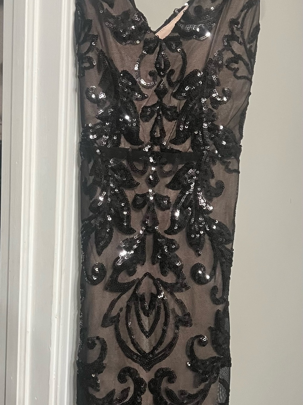 Black Sequin Embellished Sheer Women’s Dress